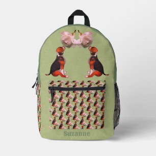 Schattigee Beagle Puppy White Rose Animal geperson Bedrukte Rugzak