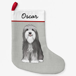 Schattigee Bearded Collie Cartoon Dog Beardie Cust Kleine Kerstsok