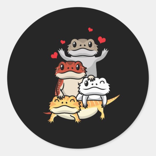 Schattigee Bearded Dragon Pogona Ronde Sticker (Voorkant)