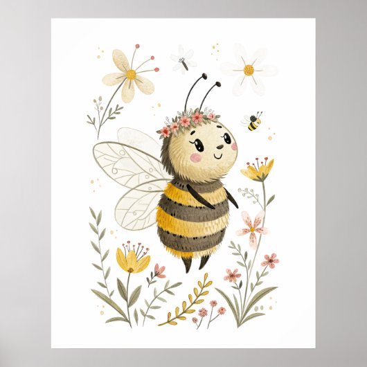 Schattigee Bee Art Print (Voorkant)