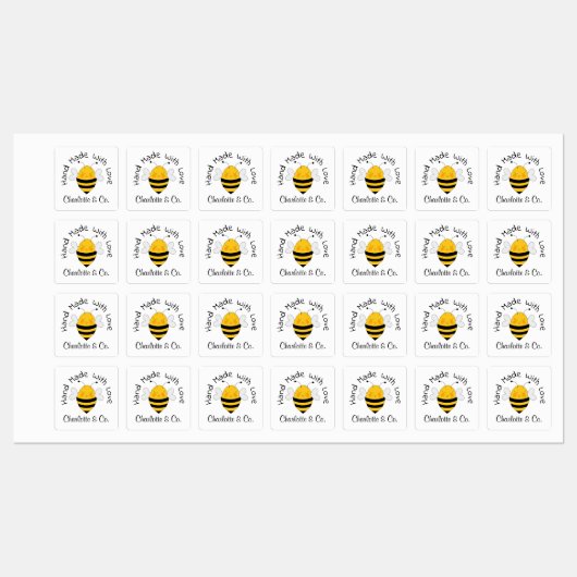 Schattigee Bee Handmade Met Liefde Product Geperso Labels (Vel)