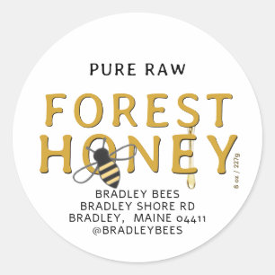 Schattigee Bee Raw Local Spring Honey met Honey Dr Ronde Sticker