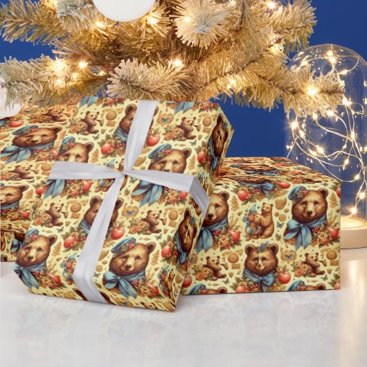 Schattigee Beer Waterverf Cadeaupapier (Feestdagen)