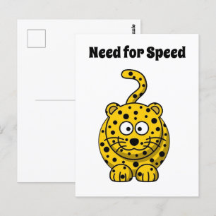 Schattigee behoefte aan Speed Funny Cheetah Cat Ca Briefkaart