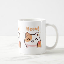 Schattigee Beige Cat met Meow Tekst Illustratie Mo