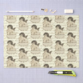 Schattigee  Beige Cherub Angel op Frans script Tissuepapier (Craft)