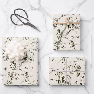 Schattigee Beige Cherub Angels Bloementoilet Inpakpapier Vel