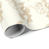 Schattigee Beige Cupid Angel op Ivoor Cadeaupapier (Rol Hoek)
