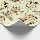 Schattigee Beige Cupid Angels Frans script Cadeaupapier (Hoek)