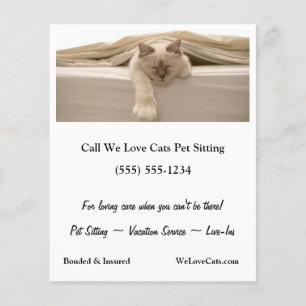 Schattigee beige kat slapen op beige bed flyer