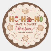 Schattigee Beige Red Gingerbread Cookies Kerst Ronde Sticker (Voorkant)
