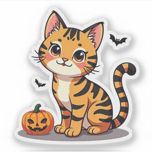 Schattigee Bengaalse Kitten Sticker - Spooky Paste (Voorkant)