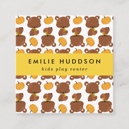 Schattigee Beren, Kinder Play Center, Activity Cen Vierkante Visitekaartje (Voorkant)