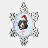 Schattigee Berner Berghond Santa Hat Paw Custom Tin Sneeuwvlok Ornament (Rechts)
