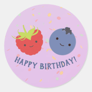 Schattigee Berry Berry Happy Birthday Kawaii besse Ronde Sticker