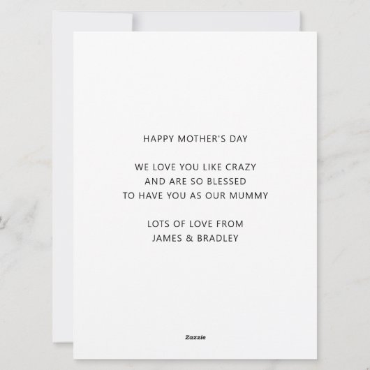 Schattigee BESTE MUMMY OOIT Hart Moederdag Foto Feestdagenkaart (Achterkant)