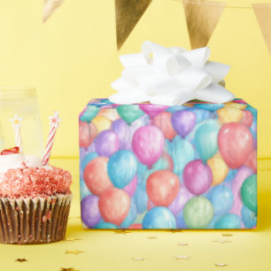 Schattigee betegelde ballonpatroonpartij cadeaupapier