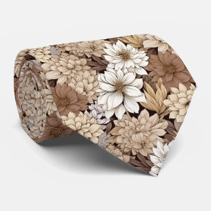 Schattigee betegelde  boho bloemen betegelde patro stropdas