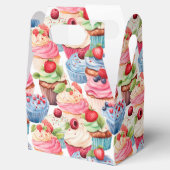 Schattigee betegelde cupcake partij bedankdoosjes (Geopend)