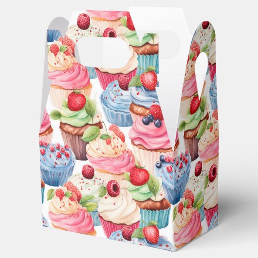 Schattigee betegelde cupcake partij bedankdoosjes (Geopend)