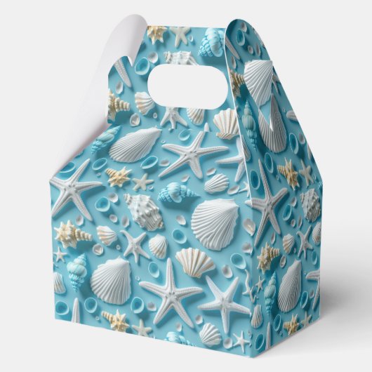 Schattigee betegelde Seashell Pattern Beach Party Bedankdoosjes (Achterkant)