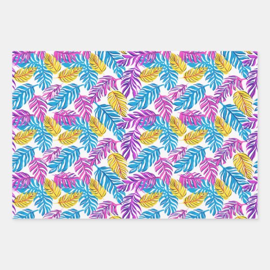 Schattigee betegelde Tropische bladpatroonpartij Inpakpapier Vel (Voorkant)