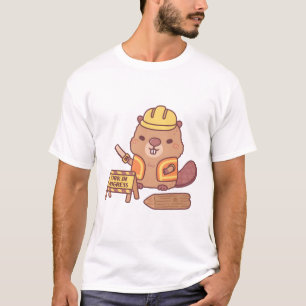 Schattigee bever constructie Cartoon werk in uitvo T-shirt
