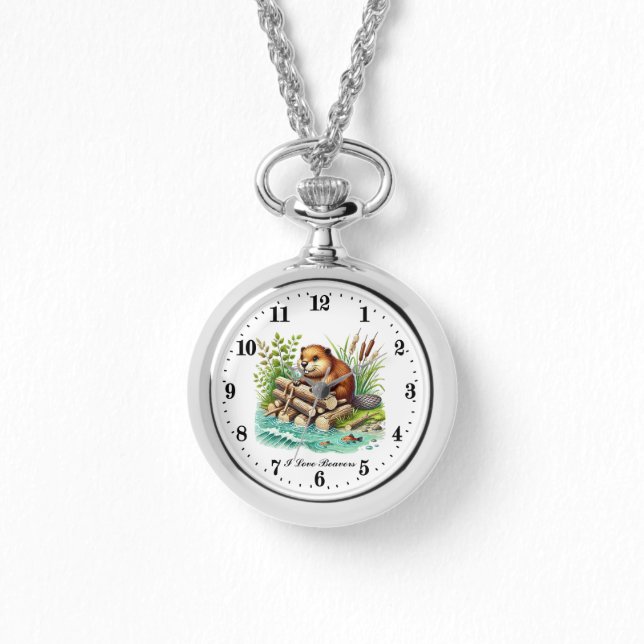 Schattigee bever dierenvrienden horloge (Voorkant)