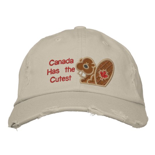 Schattigee bever geborduurde pet (Voorkant)