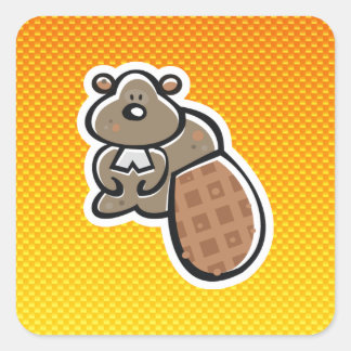 Schattigee bever; geel Sinaasappel Vierkante Sticker