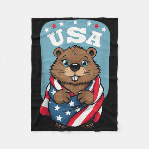 Schattigee Bever Zomervlag US Memorial Day Tanktop Fleece Deken