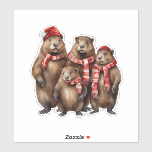 Schattigee Bevers in Sjaals Sticker (Vel)
