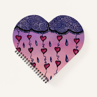 Schattigee bewolking, harten en regendruppels notitieboek