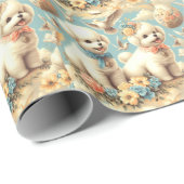  Schattigee Bichon Frisé Illustratie Cadeaupapier (Rol Hoek)