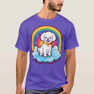 Schattigee Bichon Frise Rainbow Cloud Kawaii Dog H T-shirt