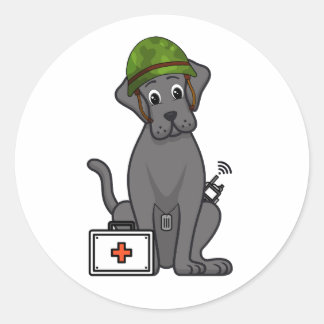 Schattigee Big Dog Dragen legerhelm Ronde Sticker