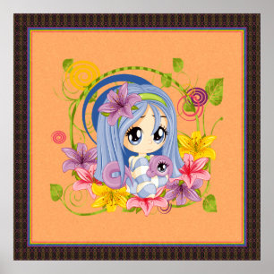 Schattigee Big Eyed Chibi Dragon Fairy Poster
