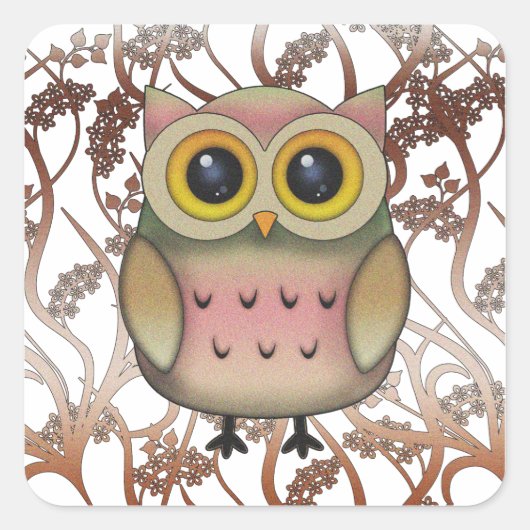 Schattigee Big Eyed Owl Stickers (Voorkant)