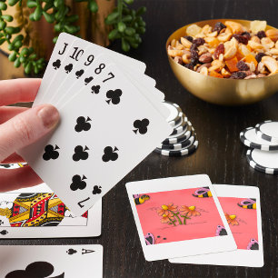 Schattigee bij en bloemenroze voorjaarstuin pokerkaarten