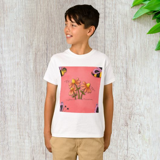 Schattigee bij en bloemenroze voorjaarstuin t-shirt