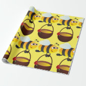 Schattigee bij met honingpot met bloem cadeaupapier (Uitgerold)