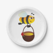 Schattigee bij met honingpot met bloem papieren bordje (Voorkant)