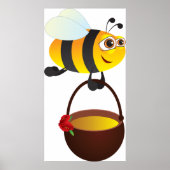 Schattigee bij met honingpot met bloem poster (Voorkant)