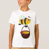 Schattigee bij met honingpot met bloem t-shirt (Voorkant)