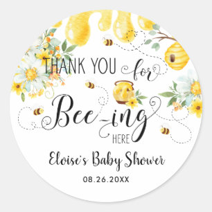 Schattigee Bijen Bloemen Verjaardag Baby shower Fa Ronde Sticker
