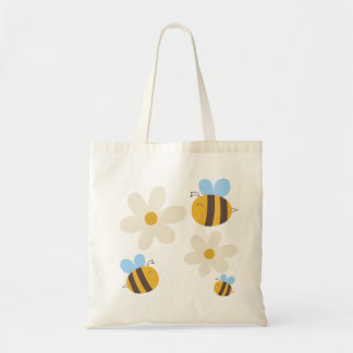 Schattigee Bijen met een witte Flowers Tas-Bag Tote Bag