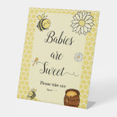 Schattigee bijen met zoete honingbaby's zijn zoet reclamebord met voetstuk (Voorkant)