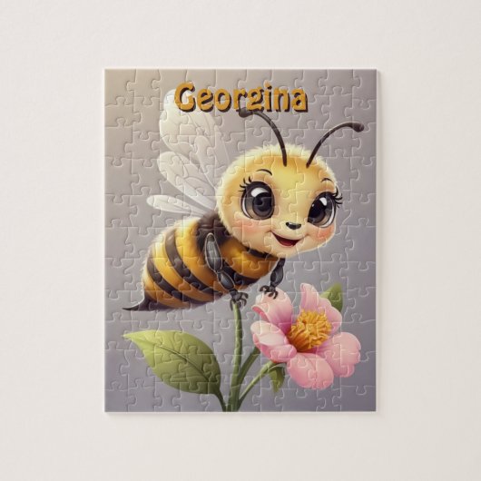 Schattigee Bijen op Bloem Gepersonaliseerd Legpuzzel (Verticaal)