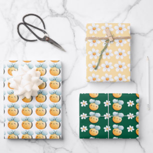 Schattigee bijen verpakken papier. Cadeauverpakkin Inpakpapier Vel