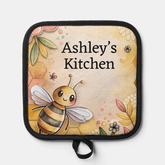 Schattigee bijenhouders gepersonaliseerd pannenlap (Voorkant)